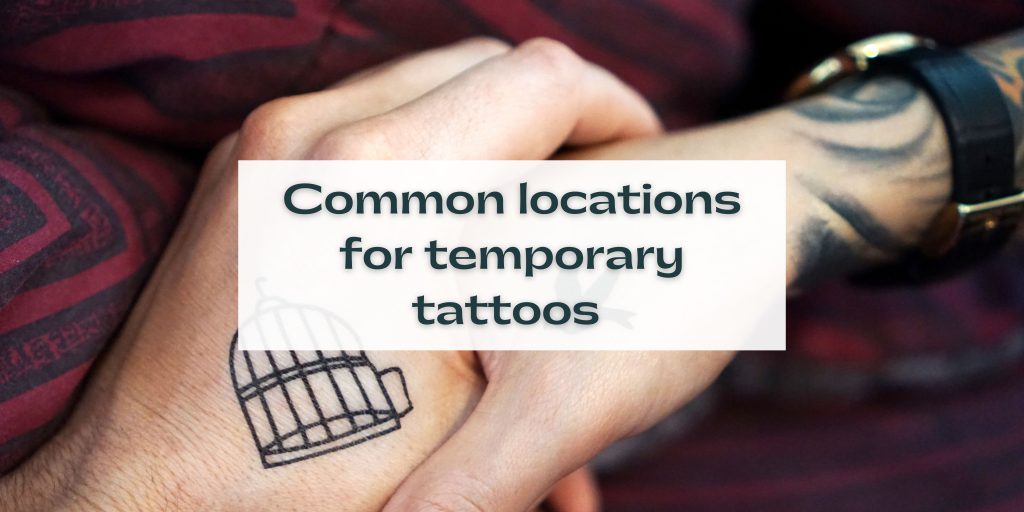 Common locations for temporary tattoos